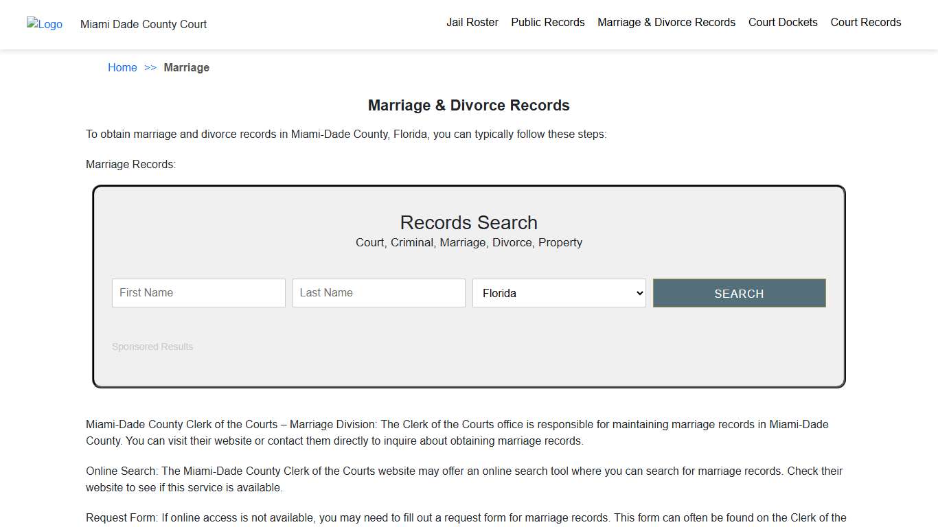 Marriage & Divorce Records Miami Dade County Court